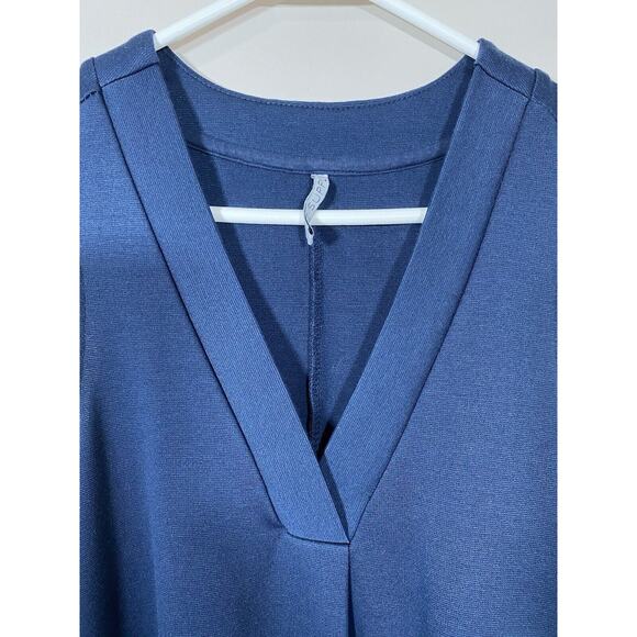 Z Supply Blue Sleeveless V Neck Swing Dress Trapeze Mini Relaxed Fit Size LARGE - Picture 2 of 7